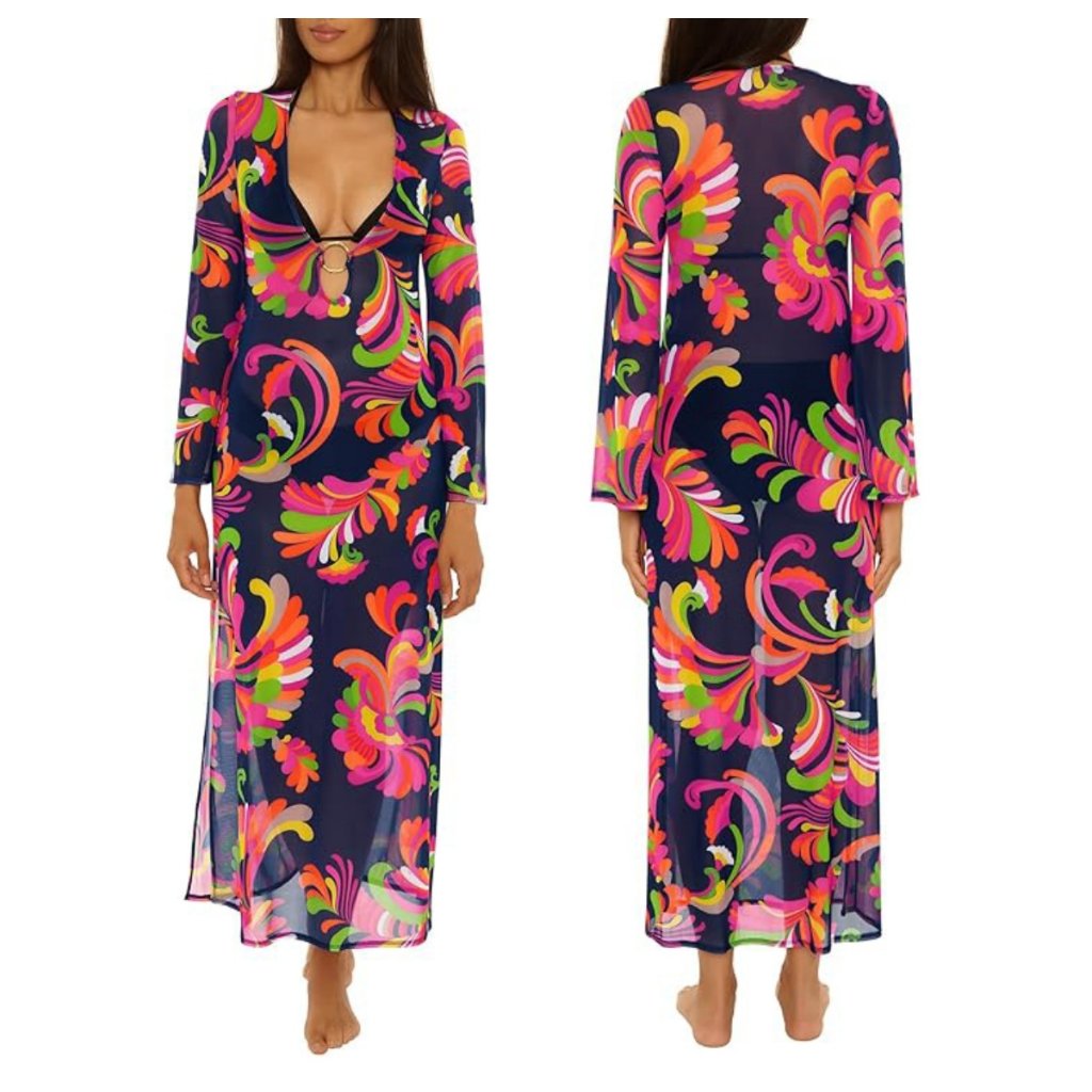 Trina Turk Fontaine Mesh Maxi Ring Beach Coverup Dress